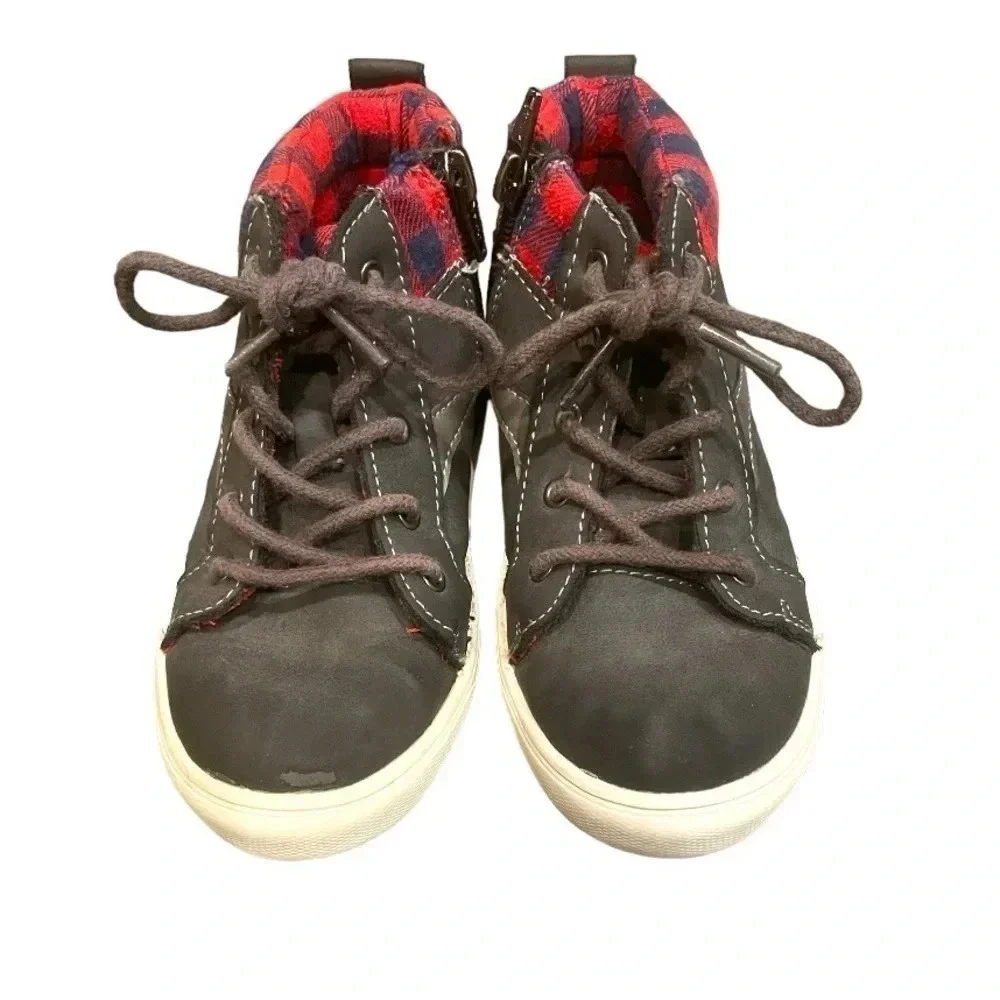 Genuine Kids Osh Kosh Buffalo Boys Boots -Gray HighTop Shoes Side Zipper Size 10